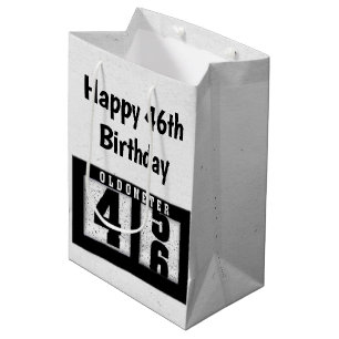 Bolsa De Regalo Mediana 46.º Odómetro Negro de cumpleaños
