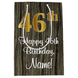 Bolsa De Regalo Mediana 46 Aniversario de la Faux Elegant Faux Gold Look #