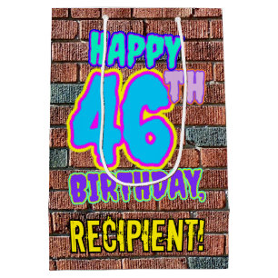 Bolsa De Regalo Mediana 46 cumpleaños: divertida apariencia inspirada en g