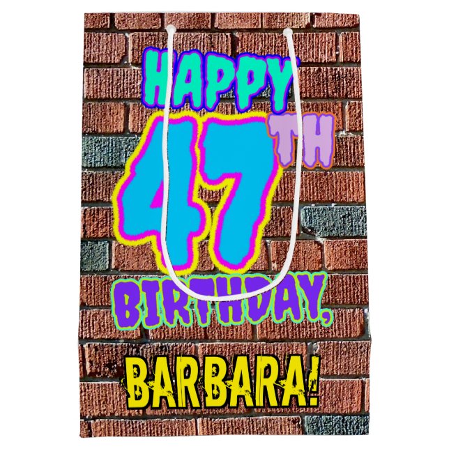 Bolsa De Regalo Mediana 47° cumpleaños: Diversión, graffiti urbano inspira (Reverso)