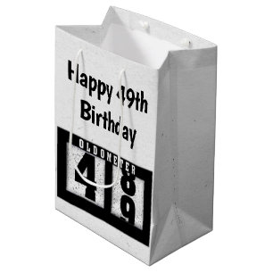 Bolsa De Regalo Mediana 49.º Odómetro Negro de cumpleaños