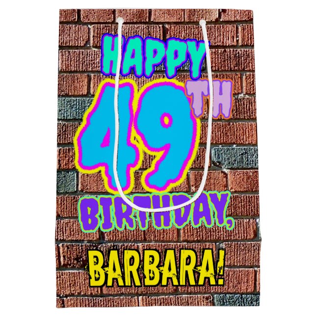 Bolsa De Regalo Mediana 49° cumpleaños: Diversión, graffiti urbano inspira (Reverso)