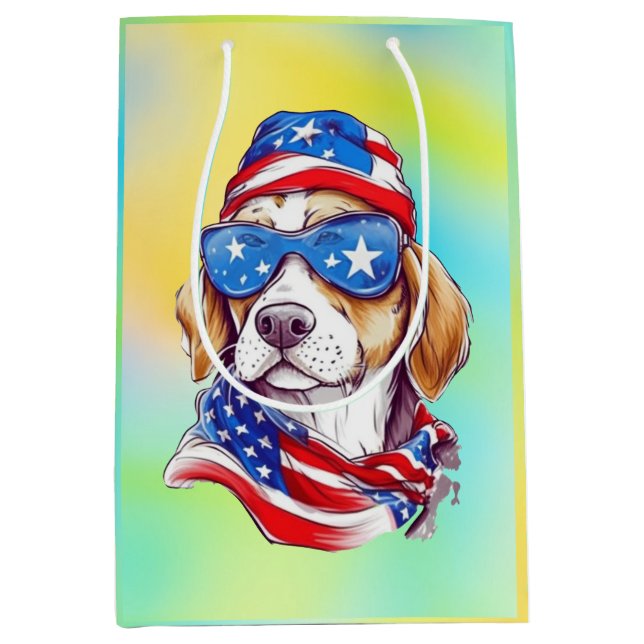 Bolsa De Regalo Mediana 4th Of July Dog Sublimation-66361 (Anverso)