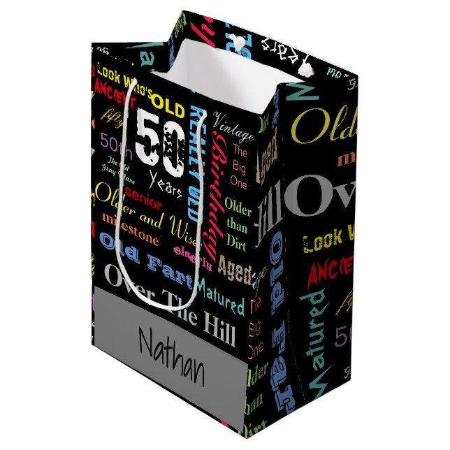 Bolsa De Regalo Mediana 50.º cumpleaños feliz | Hito (Angulo Anverso)