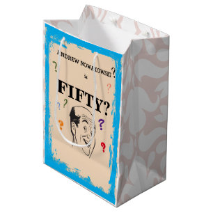 Bolsa De Regalo Mediana 50.º cumpleaños sorpresa graciosa de hombre calvo