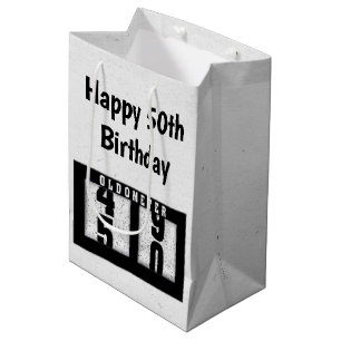 Bolsa De Regalo Mediana 50.º Odómetro Negro de cumpleaños
