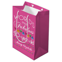 Bolsa De Regalo Mediana 50 cumpleaños Las gemas más fabulosas frambuesa ro