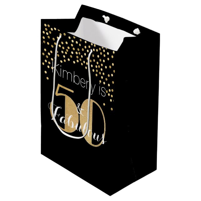 Bolsa De Regalo Mediana 50 y fabulosa fiesta de cumpleaños personalizada d (Angulo Anverso)
