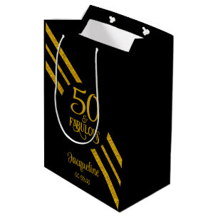 Bolsa De Regalo Mediana 50 y Fabulous Black con falso Gold