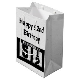 Bolsa De Regalo Mediana 52.º Odómetro Negro de cumpleaños