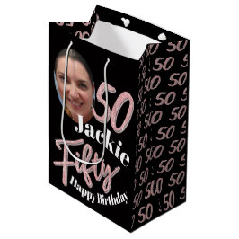 Bolsa De Regalo Mediana 550.º rosa de guión gráfico de cumpleaños personal