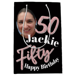 Bolsa De Regalo Mediana 550.º rosa de guión gráfico de cumpleaños personal