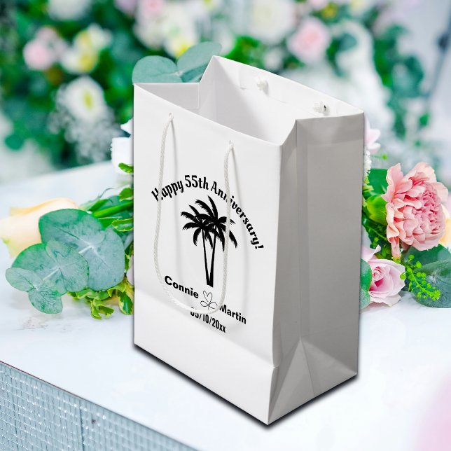 Bolsa De Regalo Mediana 55th Wedding Anniversary Palm Trees (Subido por el creador)
