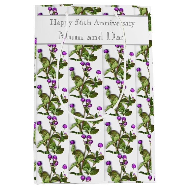 Bolsa De Regalo Mediana 56.º Aniversario Boda Globe Amaranth (Anverso)