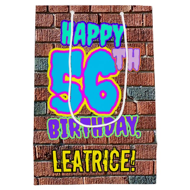 Bolsa De Regalo Mediana 56° cumpleaños: Diversión, graffiti urbano inspira (Reverso)