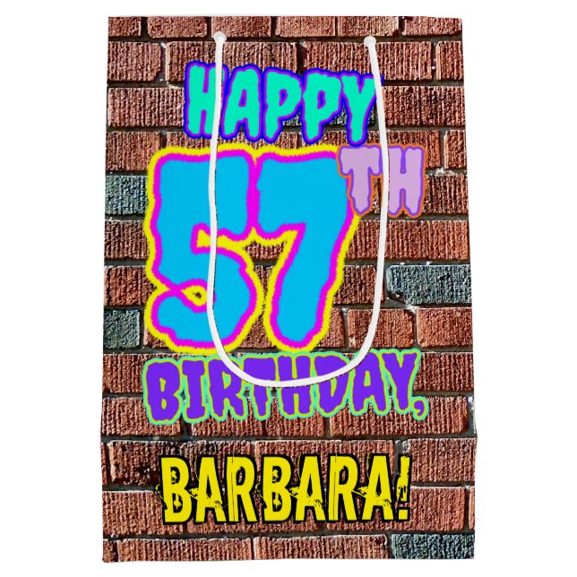 Bolsa De Regalo Mediana 57 Aniversario: Diversión, graffiti urbano inspira (Reverso)