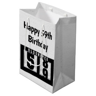 Bolsa De Regalo Mediana 59.º Odómetro Negro de cumpleaños