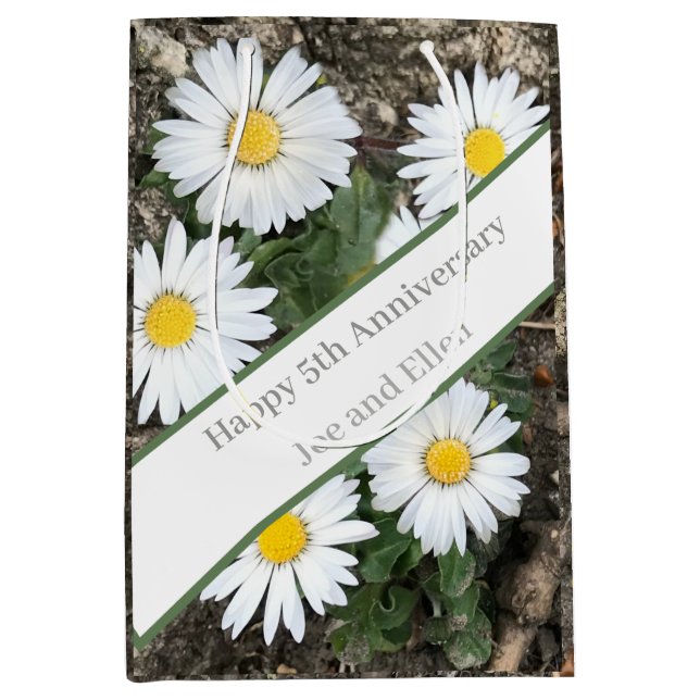 Bolsa De Regalo Mediana 5.º aniversario, editable (Anverso)