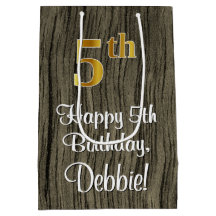 5.º Cumpleaños: Elegante Faux Gold Look #, Faux Wo