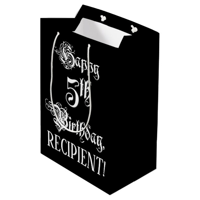 Bolsa De Regalo Mediana 5.º cumpleaños: Elegante guión + nombre personaliz (Angulo reverso)