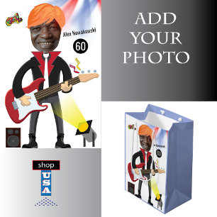 Bolsa De Regalo Mediana 60.ª 🎸 🤣 Rockstar Birthday Guitar Funky Fun