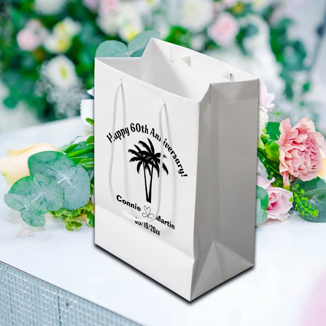 Bolsa De Regalo Mediana 60th Wedding Anniversary Palm Trees (Subido por el creador)