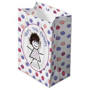 Bolsa De Regalo Mediana 65.ª pala de cumpleaños con puntos de polka de tam