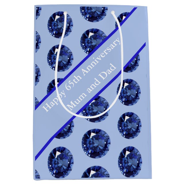 Bolsa De Regalo Mediana 65° Aniversario Sapphire Editable (Anverso)