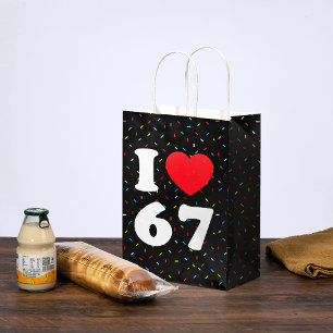 Bolsa De Regalo Mediana 67 Meme gracioso que amo seis cumpleaños número 67