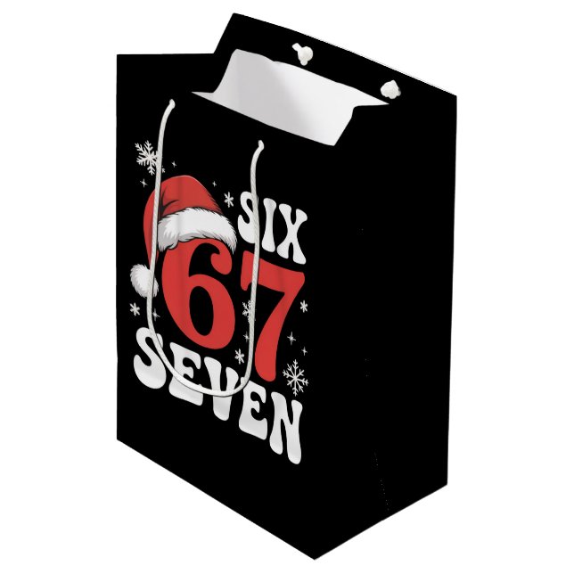 Bolsa De Regalo Mediana 67 Santa Hat Christmas Six Seven Funny Sayings (Angulo Anverso)