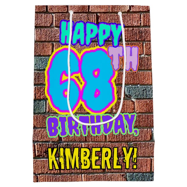 Bolsa De Regalo Mediana 68 Aniversario: Diversión, graffiti urbano inspira (Reverso)