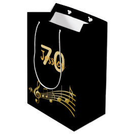 Bolsa De Regalo Mediana 70.ª fiesta de cumpleaños nombre de notas de oro n