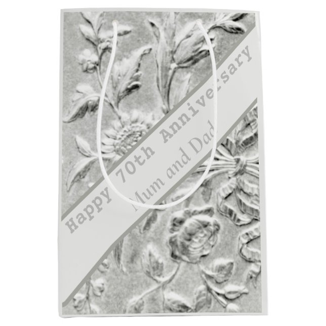 Bolsa De Regalo Mediana 70.º aniversario Editable (Anverso)