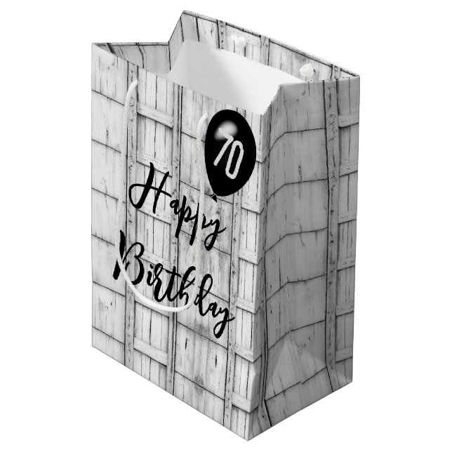 Bolsa De Regalo Mediana 70.º patrón simétrico de madera rústica (Angulo Anverso)