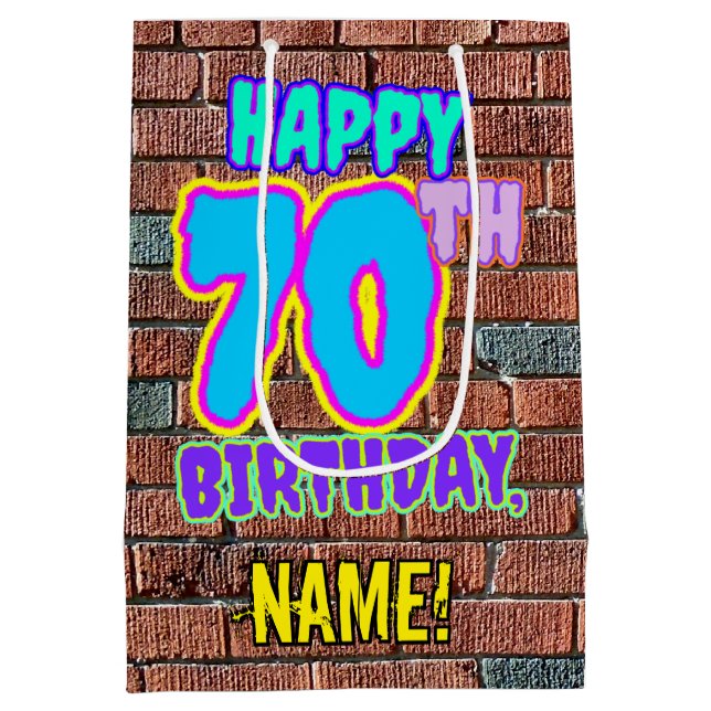 Bolsa De Regalo Mediana 70 Aniversario: Diversión, graffiti urbano inspira (Reverso)