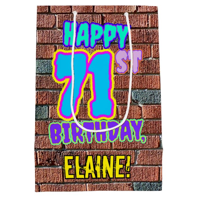 Bolsa De Regalo Mediana 71 Aniversario: Diversión, graffiti urbano inspira (Reverso)