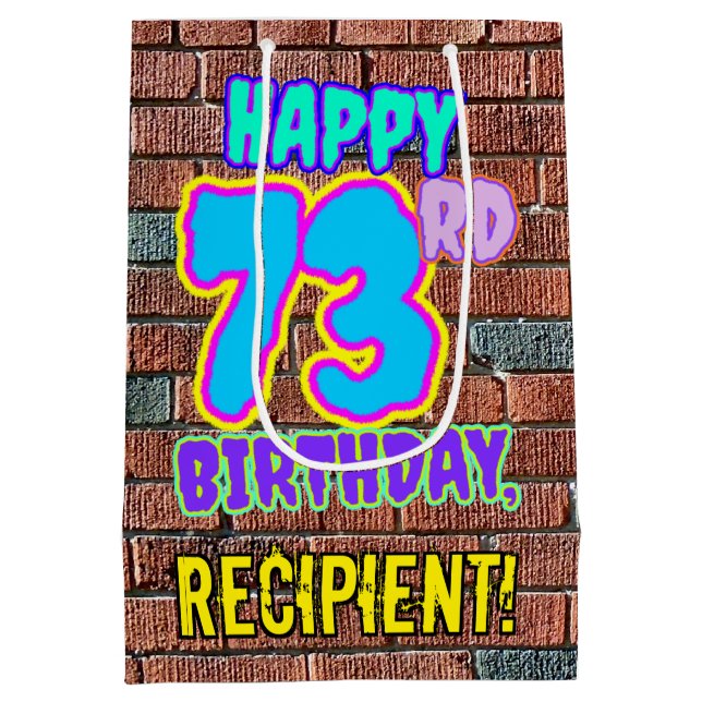 Bolsa De Regalo Mediana 73 Aniversario: Diversión, graffiti urbano inspira (Reverso)