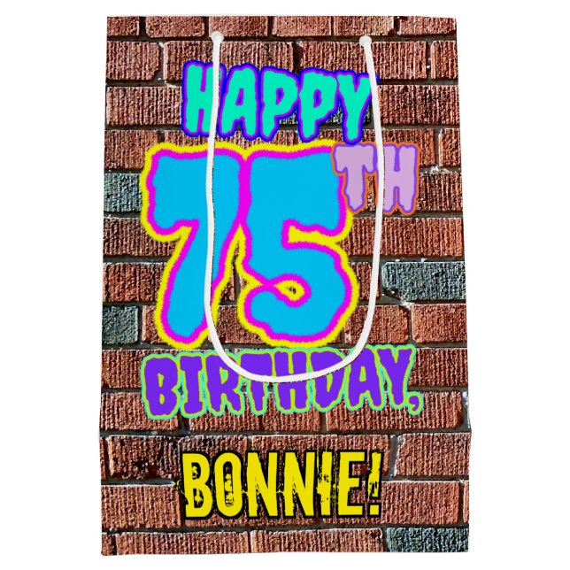 Bolsa De Regalo Mediana 75 Aniversario: Diversión, graffiti urbano inspira (Reverso)