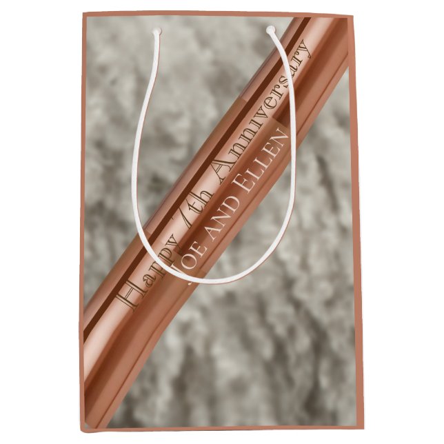 Bolsa De Regalo Mediana 7.º aniversario Wo y Cobre (Anverso)