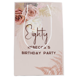 Bolsa De Regalo Mediana 80.ª fiesta de cumpleaños Boho Floral Personalizad