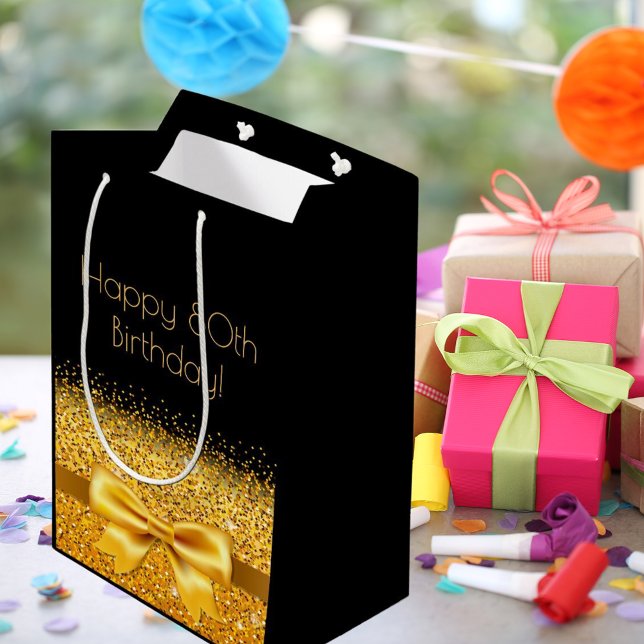 Bolsa De Regalo Mediana 80.º arco de oro negro de cumpleaños (Subido por el creador)