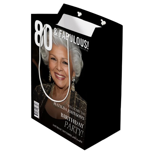 Bolsa De Regalo Mediana 80 Fabulous Magazine Cover 80th Birthday  (Angulo reverso)