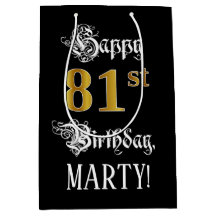 81st Birthday ~ Fancy Script; Faux Gold Look; Nomb
