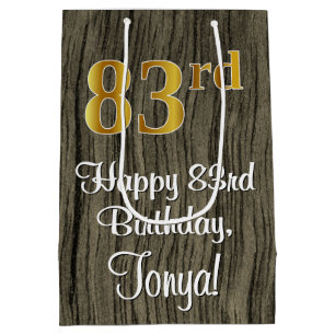 Bolsa De Regalo Mediana 83 Aniversario: Elegante Faux Gold Look #, Faux Wo