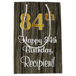 Bolsa De Regalo Mediana 84 Aniversario de la Faux Elegant Faux Gold Look #