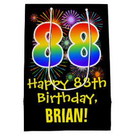 Bolsa De Regalo Mediana 88º cumpleaños: Patrón de fuegos artificiales dive