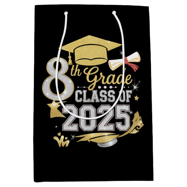 Bolsa De Regalo Mediana 8.º Grado De Graduación De 2025 (Anverso)