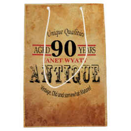 Bolsa De Regalo Mediana 90.o cumpleaños del jalón antiguo