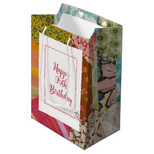 Bolsa De Regalo Mediana 95.º patrón de quelt de cumpleaños con aguja