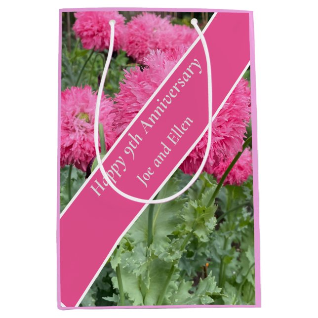 Bolsa De Regalo Mediana 9.º aniversario Boda, amapola (Anverso)